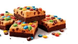 Brownie with cookie dough made with M&M'S® MINIS chocolate candies