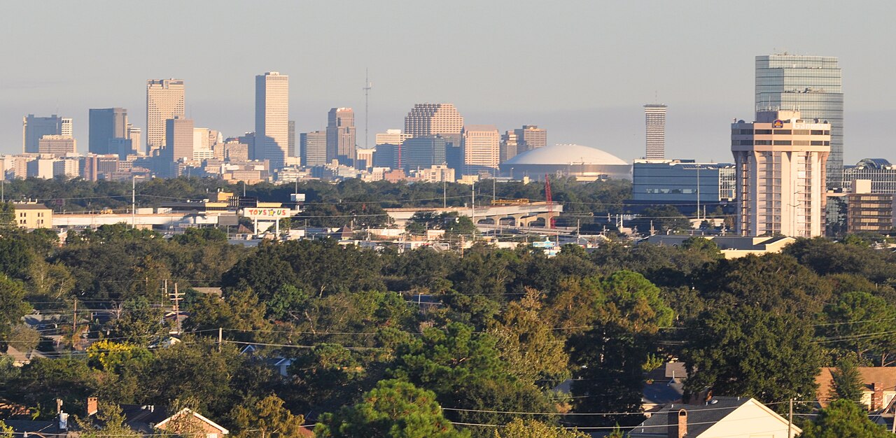 Metairie Galleria with New Orleans skyline in the distance